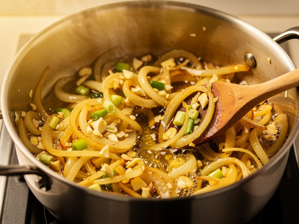 Sautéing the aromatics until fragrant.