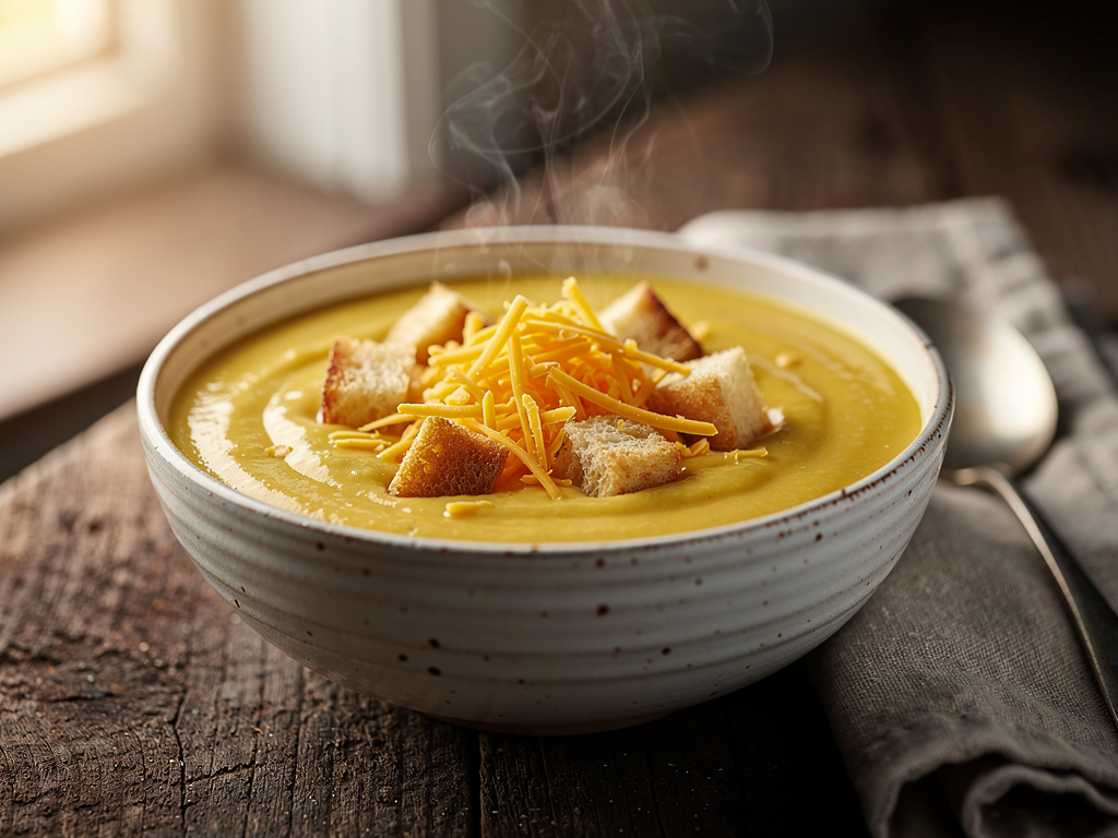 Cheddar Cheese Soup with Worcestershire Sauce