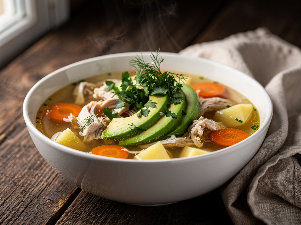 Chicken Soup with Avocado