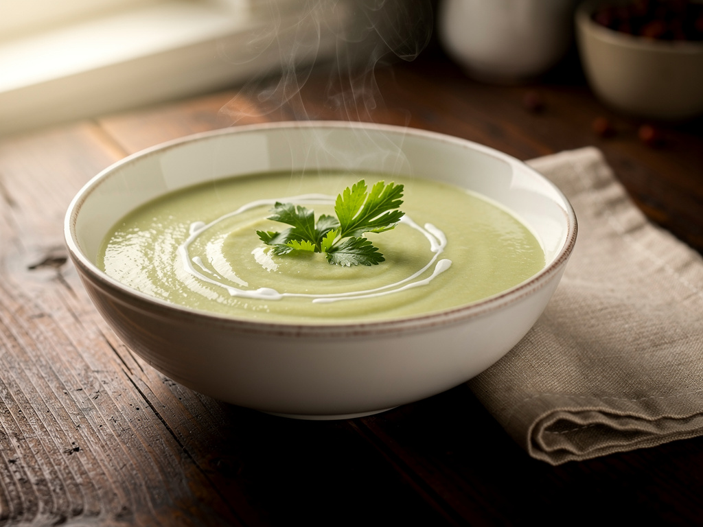 Chilled Celery Soup with Prawns