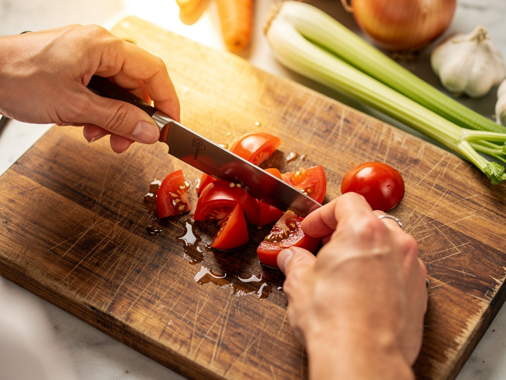 Prep the ingredients by cutting them into even pieces for uniform cooking.