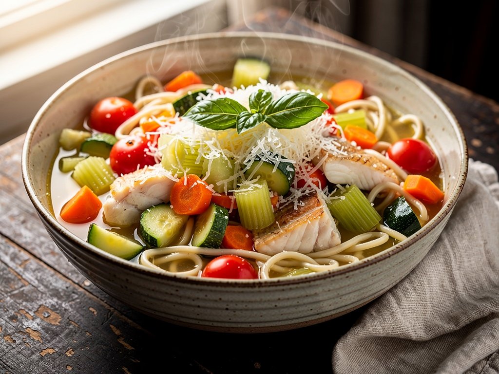 Fish and Vegetable Soup with Glass Noodles