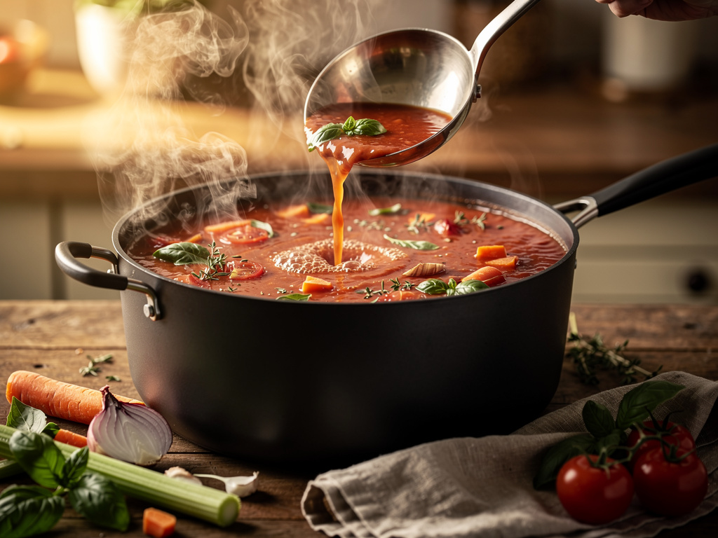 Adding the key ingredients to the pot.