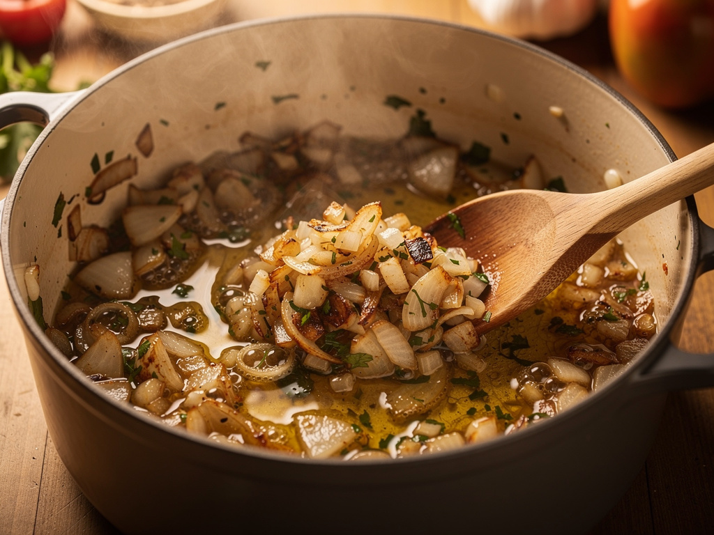 Sautéing the aromatics until fragrant.