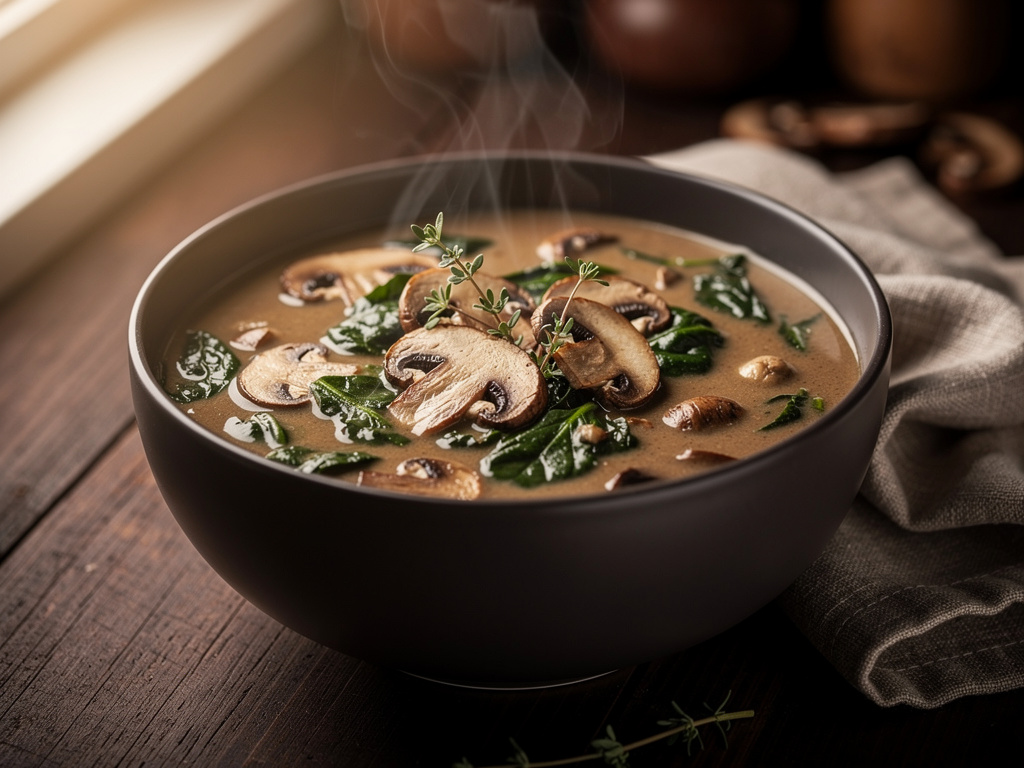 Mushroom Soup with Spinach — Rich, Earthy & Ready in 35 Minutes