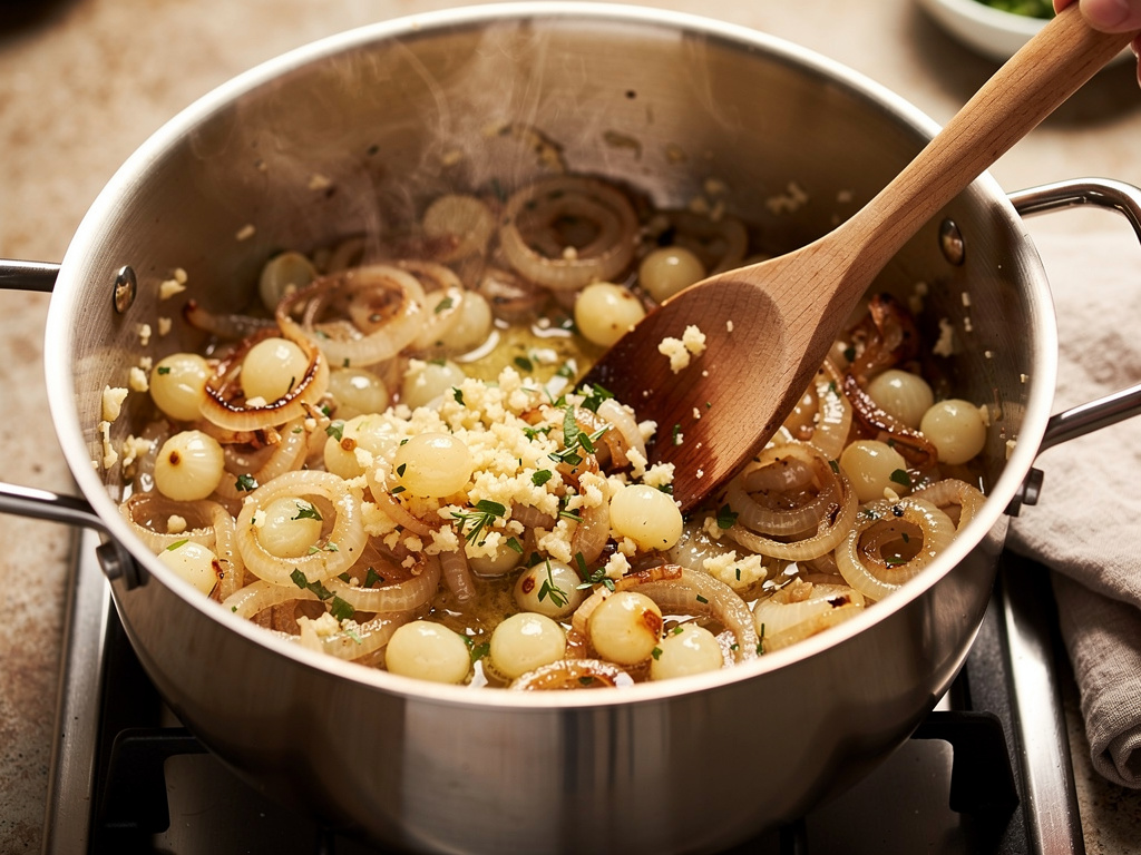 Sautéing the aromatics until fragrant.