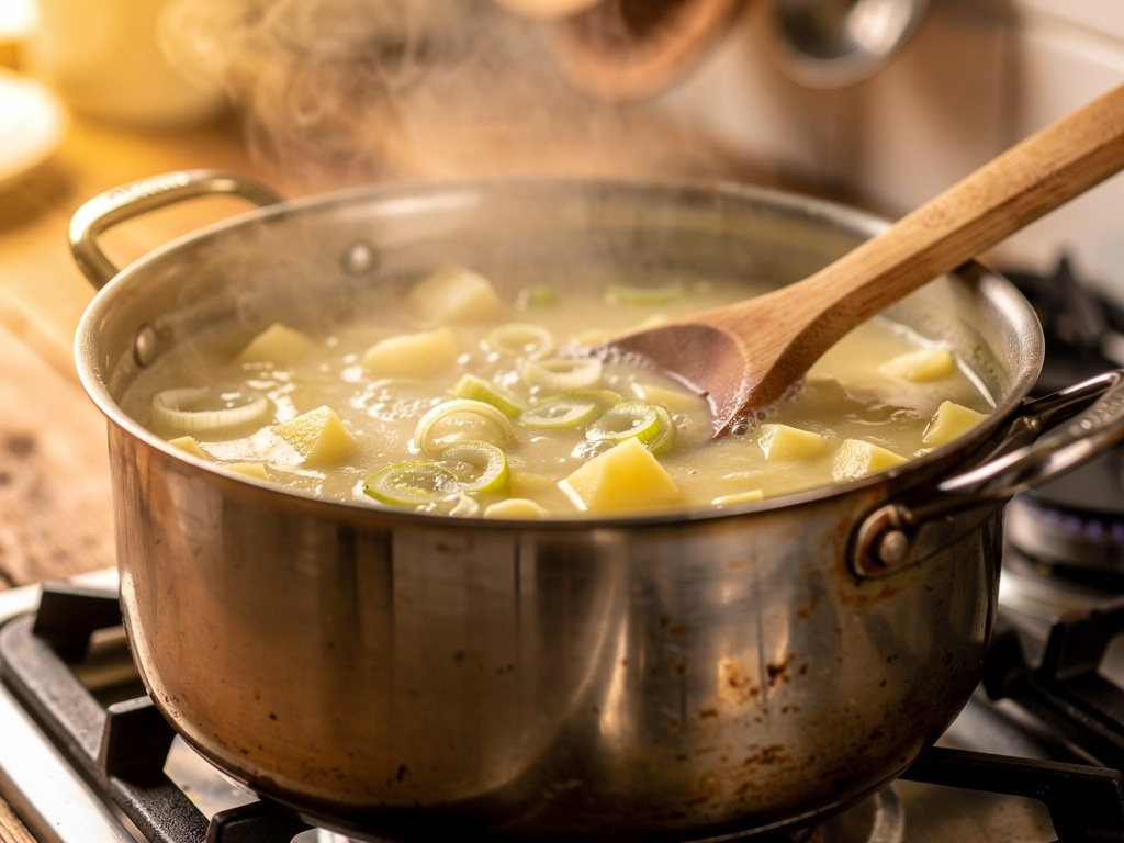 Soup simmering in pot