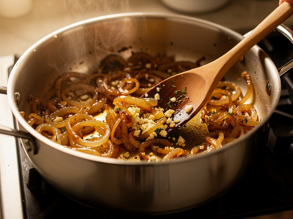 Sautéing the aromatics until fragrant.