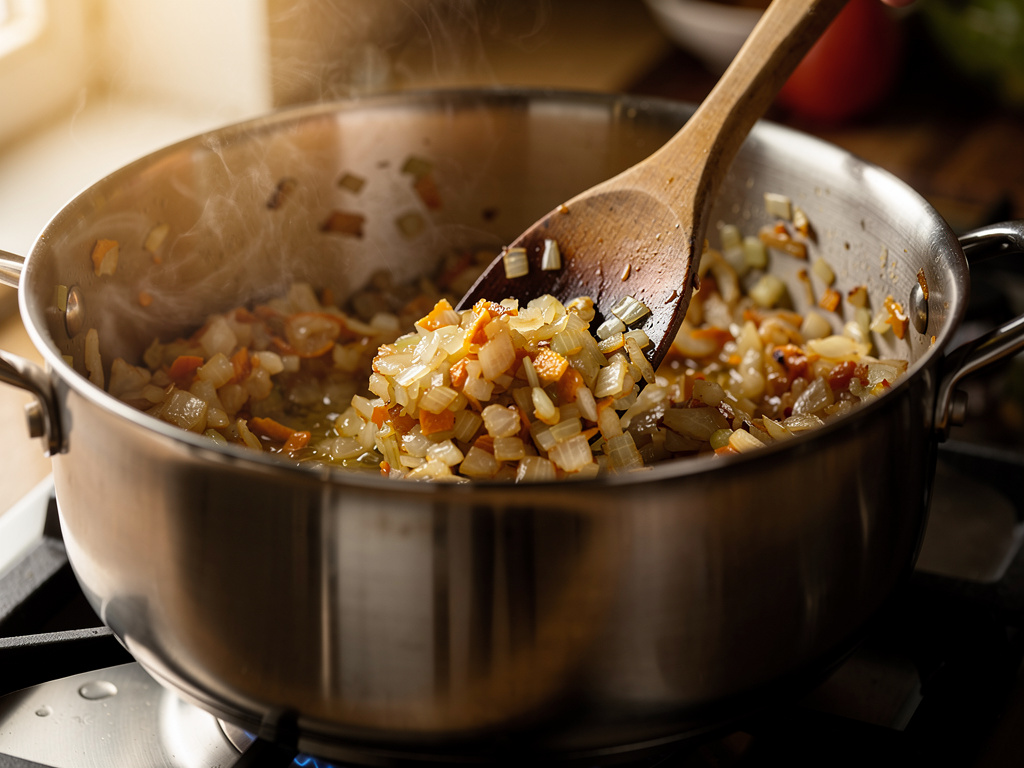 Sautéing the aromatics until fragrant.