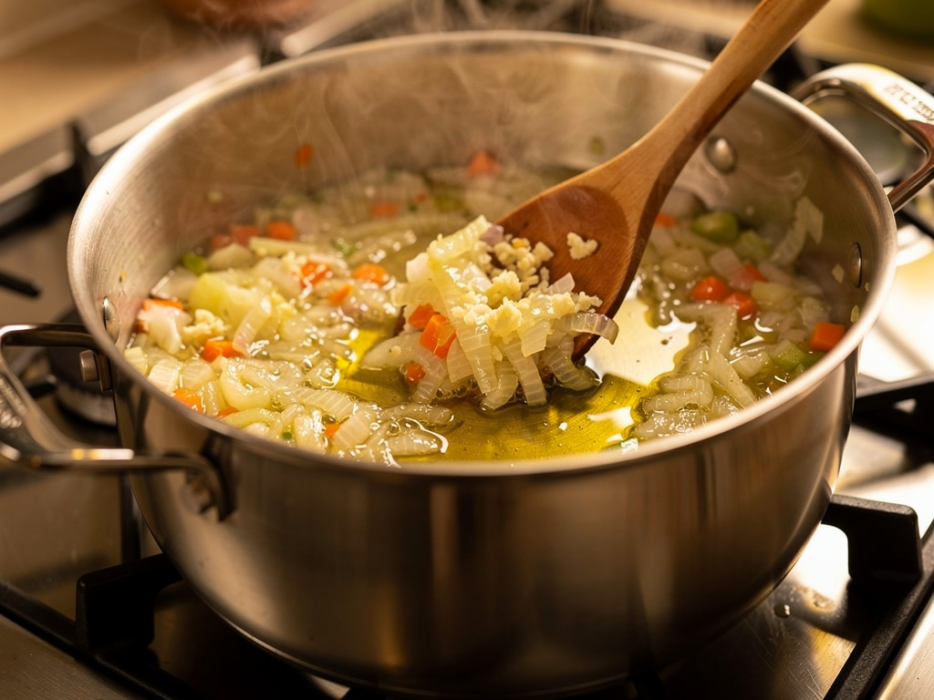 Sautéing the aromatics until fragrant.